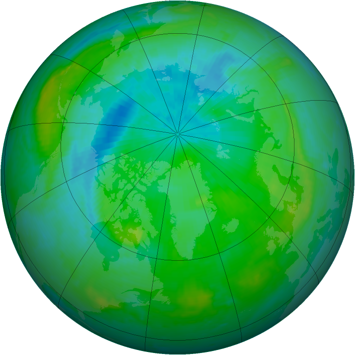 Arctic ozone map for 21 August 1999